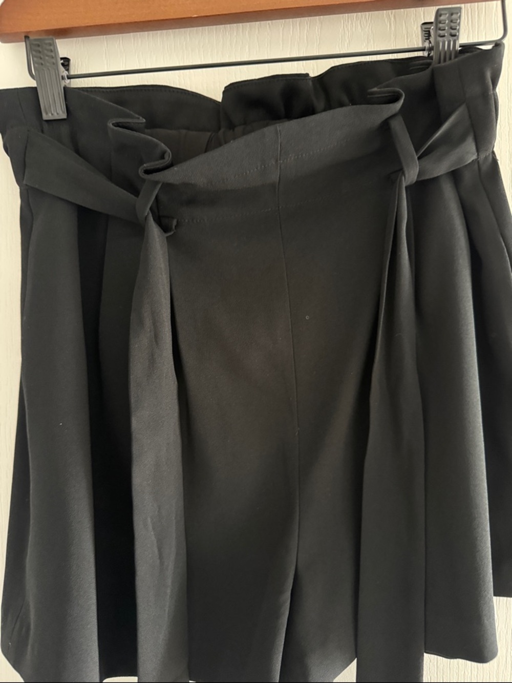 Babaton Black Paperbag Waist Belted Shorts